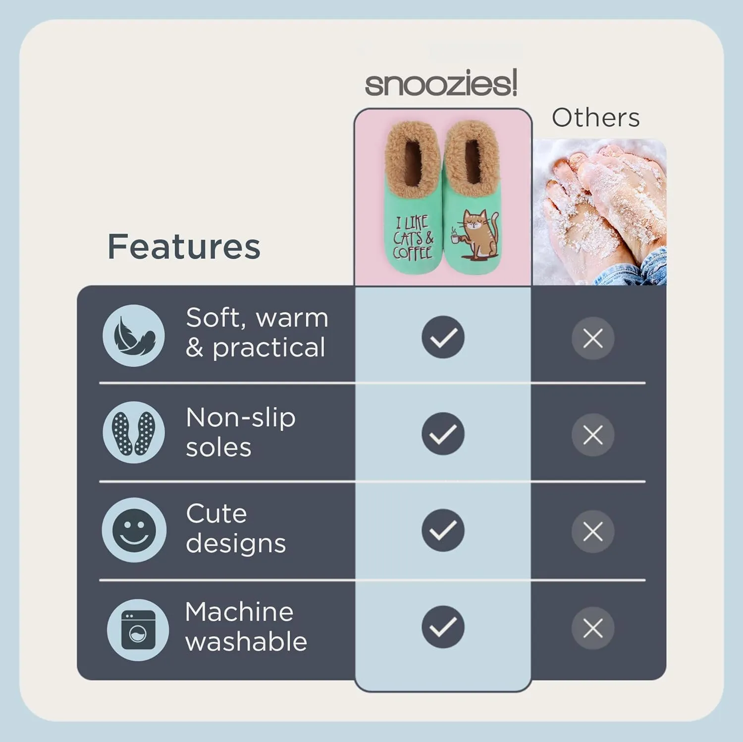 Snoozies Pairable Slipper Socks - Non-Slip Fuzzy Cat Slippers for Women