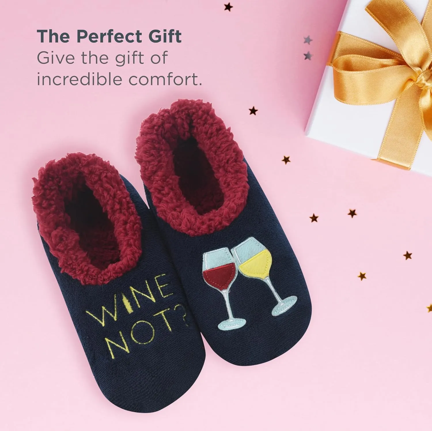 Snoozies Pairables Sherpa-lined Slipper Socks - Fuzzy and Cute Slippers for Women with Non-Slip Sole - Ladies Warm Slippers