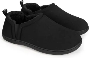 Snug Leaves Men's Faux Wool Slippers Comfy Warm Winter House Shoes with Elastic Gores