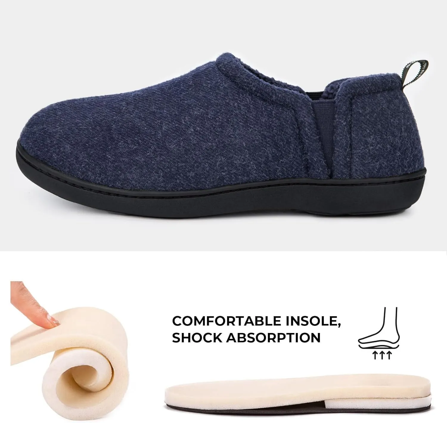 Snug Leaves Men's Faux Wool Slippers Comfy Warm Winter House Shoes with Elastic Gores
