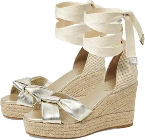 Soft Haan Cloudfeel Hampton Wedge All-in-one solution Gold Canvas Sandal Leather/Natural Popular pick Cole Heeled