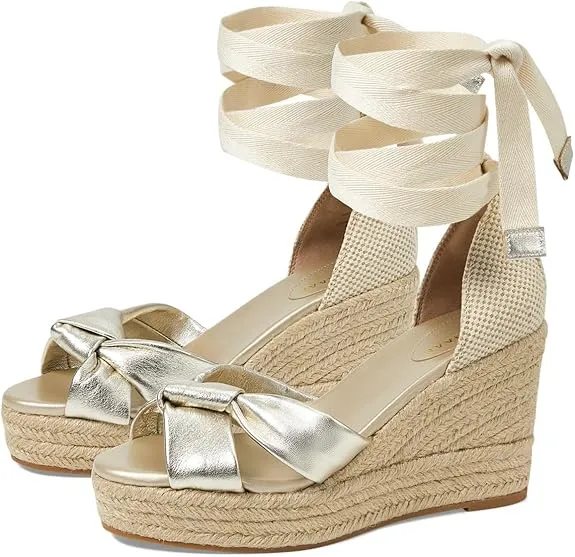 Soft Haan Cloudfeel Hampton Wedge All-in-one solution Gold Canvas Sandal Leather/Natural Popular pick Cole Heeled