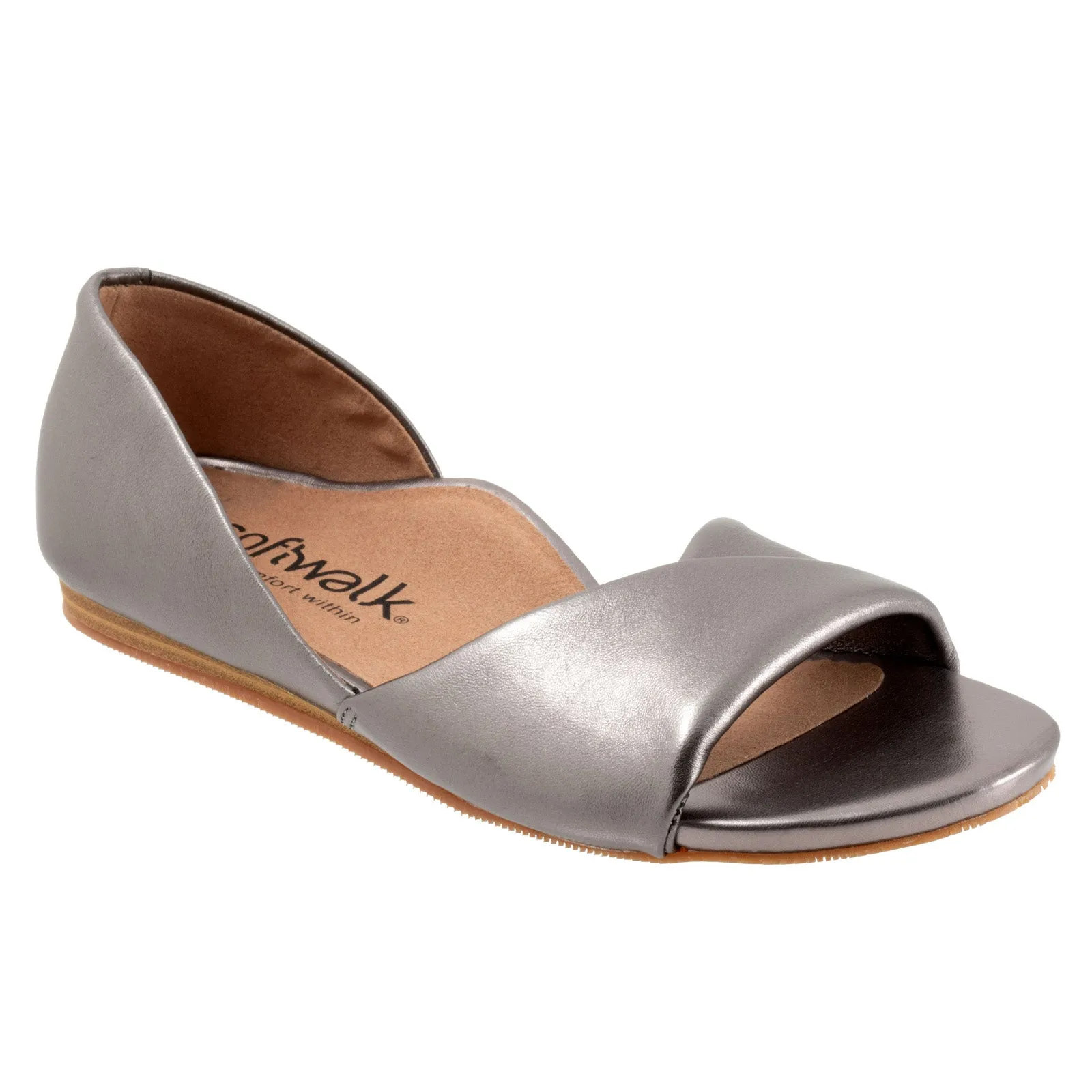 Softwalk Cypress S2307-043 Womens Gray Wide Leather Loafer Flats Shoes
