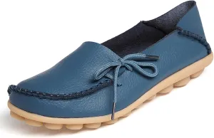 Solaud Women's Driving Moccasins Loafers Casual Round Toe Soft Comfortable Leather Loafers Breathable Slip On Walking Shoes