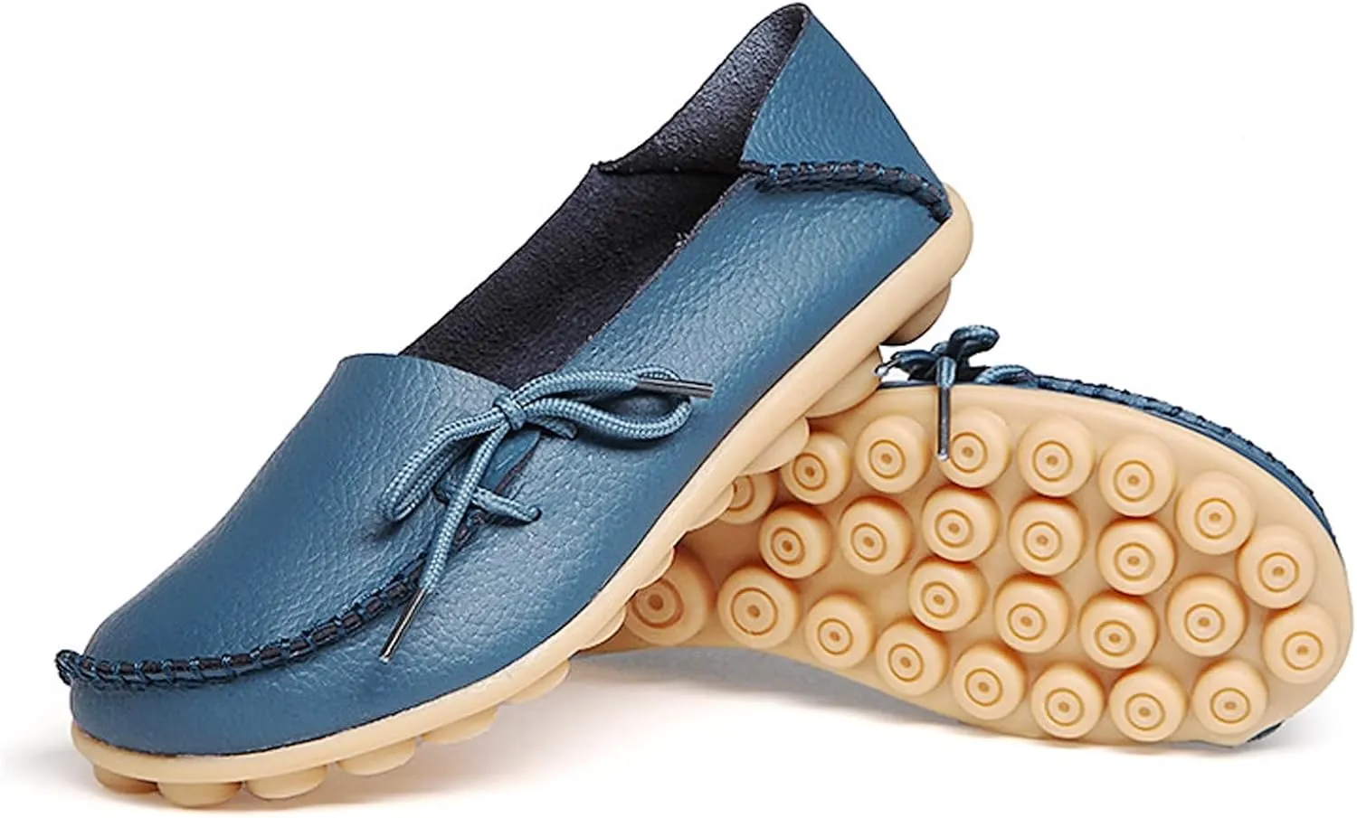Solaud Women's Driving Moccasins Loafers Casual Round Toe Soft Comfortable Leather Loafers Breathable Slip On Walking Shoes