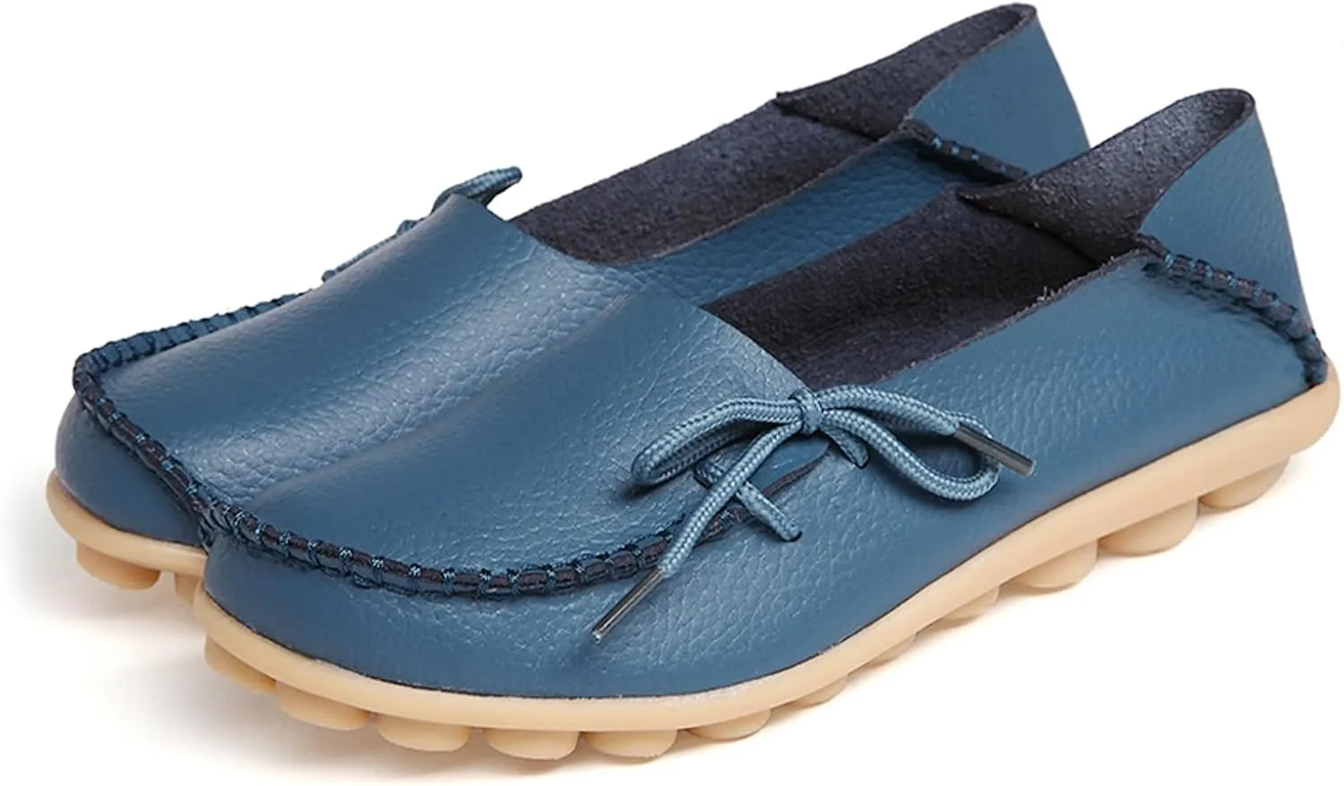 Solaud Women's Driving Moccasins Loafers Casual Round Toe Soft Comfortable Leather Loafers Breathable Slip On Walking Shoes