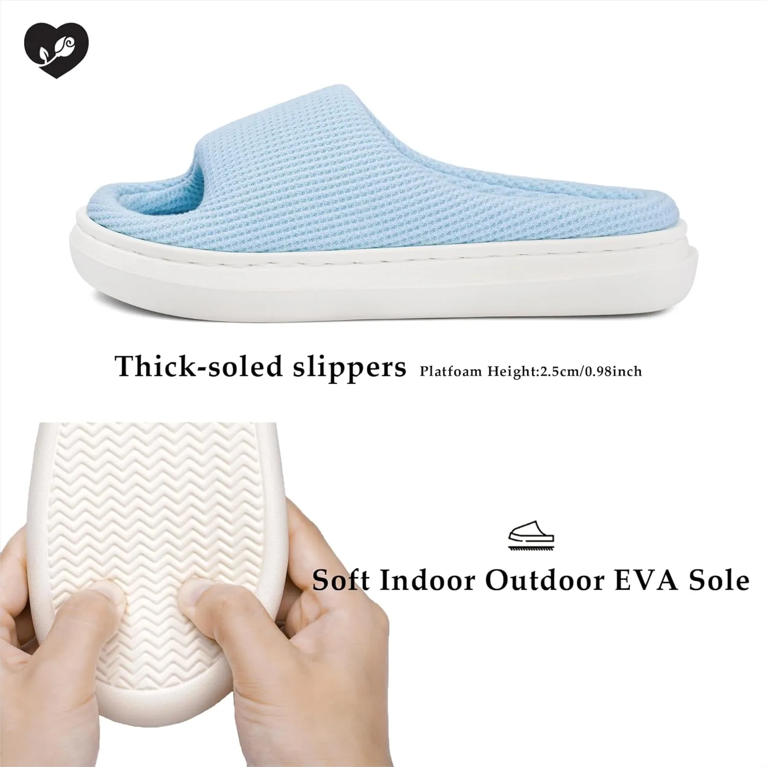 SOULROSE Summer House Memory Foam Slippers Comfy Spa Bedroom Slides Women Cloud Lightweight Waffle Cozy Open Toe Indoor Outdoor Platform Shoes
