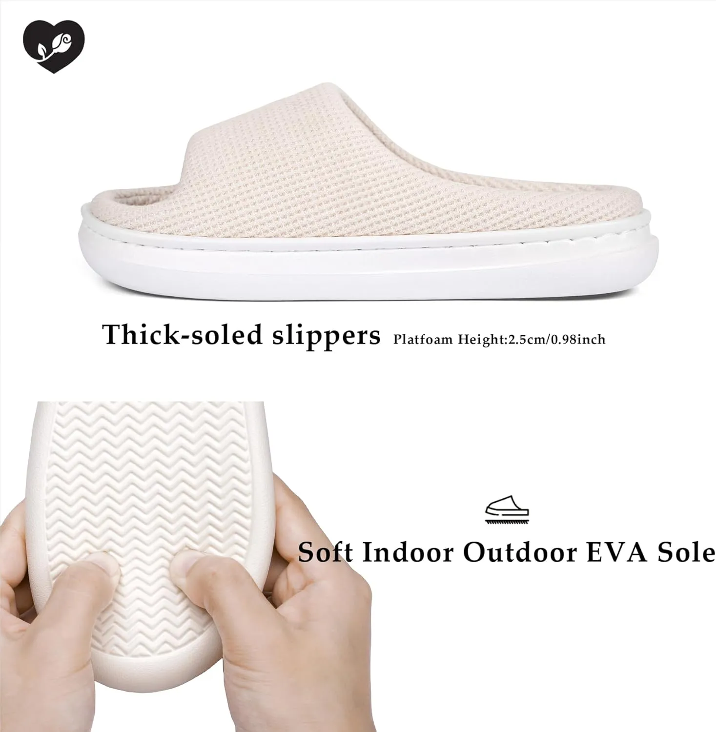 SOULROSE Summer House Memory Foam Slippers Comfy Spa Bedroom Slides Women Cloud Lightweight Waffle Cozy Open Toe Indoor Outdoor Platform Shoes