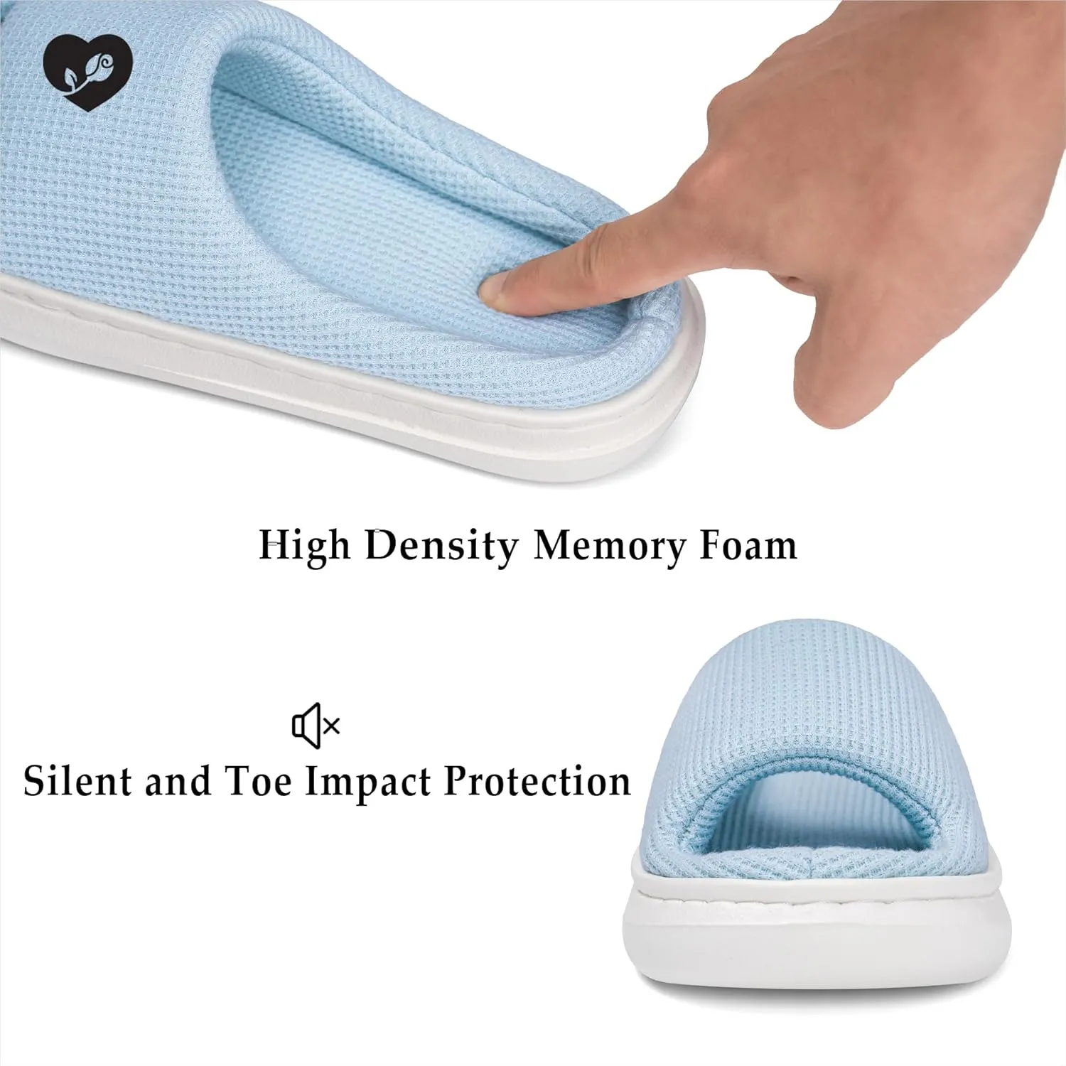 SOULROSE Summer House Memory Foam Slippers Comfy Spa Bedroom Slides Women Cloud Lightweight Waffle Cozy Open Toe Indoor Outdoor Platform Shoes
