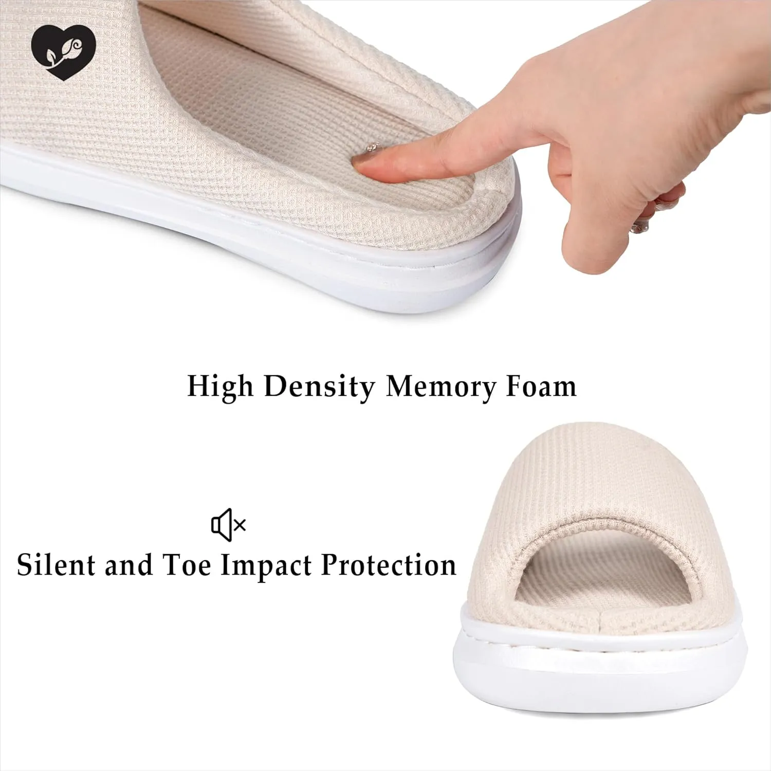 SOULROSE Summer House Memory Foam Slippers Comfy Spa Bedroom Slides Women Cloud Lightweight Waffle Cozy Open Toe Indoor Outdoor Platform Shoes
