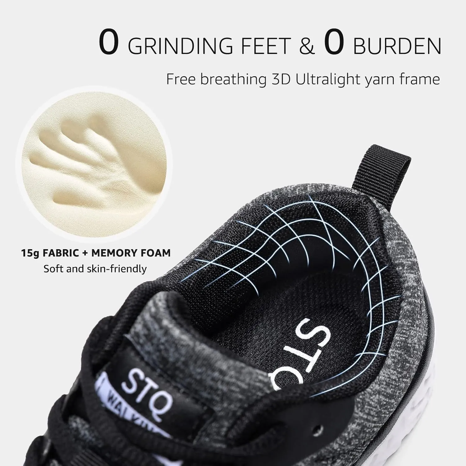 STQ Walking Shoes for Women Lace Up Lightweight Tennis Shoes