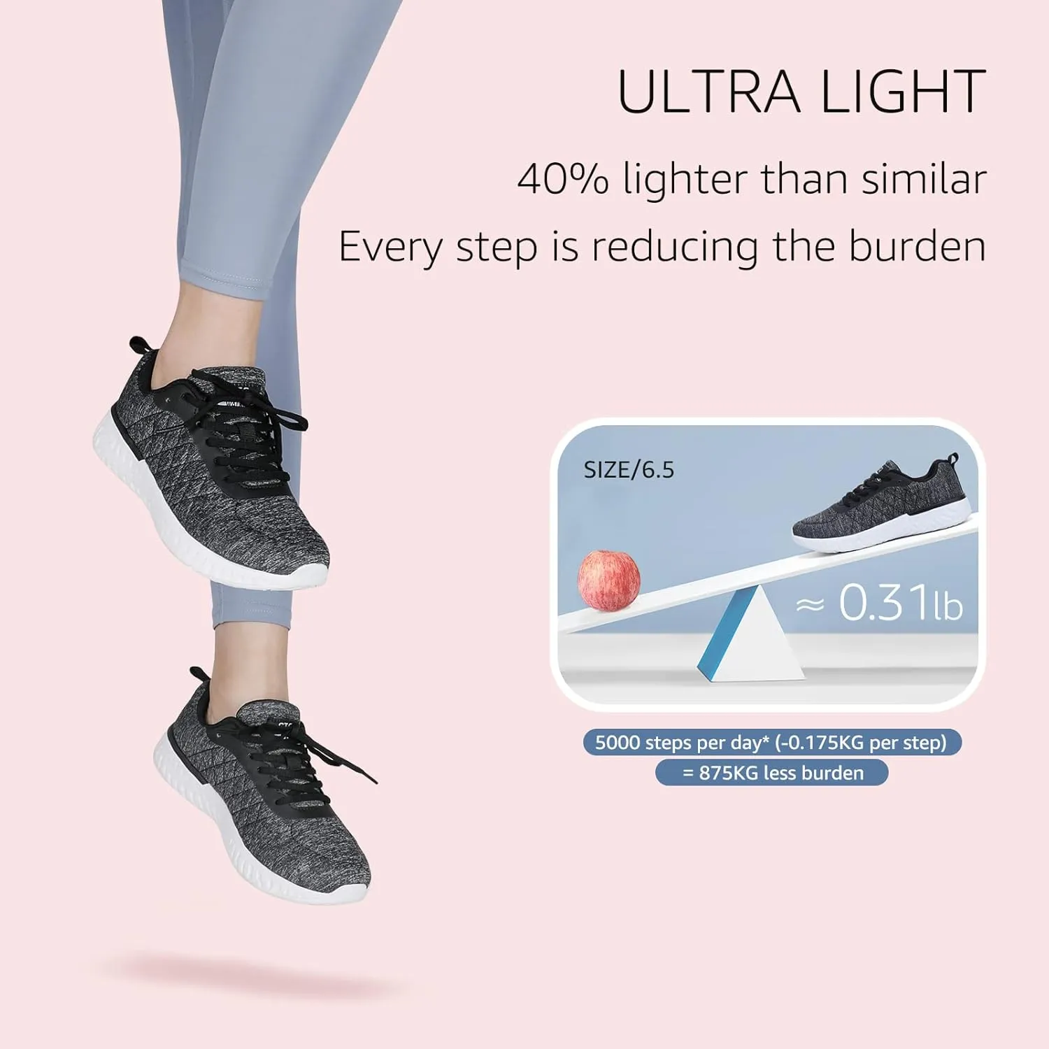 STQ Walking Shoes for Women Lace Up Lightweight Tennis Shoes
