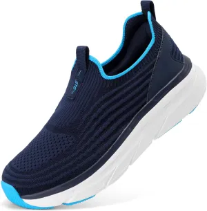 STQ Women's Slip on Sneakers Wide Toe Box Walking Tennis Shoes Cushion Sole Comfortable Orthopedic Arch Support Breathable Plantar Fasciitis Non-Slip Athletic Gym Workout Shoe