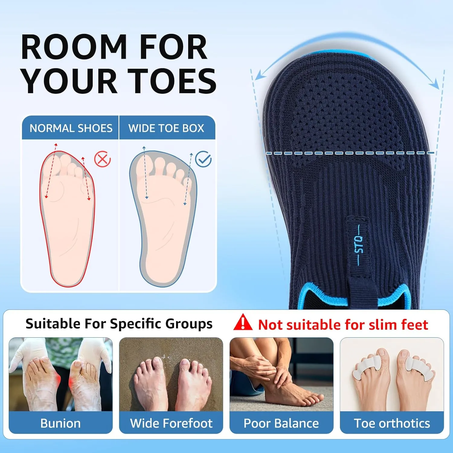 STQ Women's Slip on Sneakers Wide Toe Box Walking Tennis Shoes Cushion Sole Comfortable Orthopedic Arch Support Breathable Plantar Fasciitis Non-Slip Athletic Gym Workout Shoe