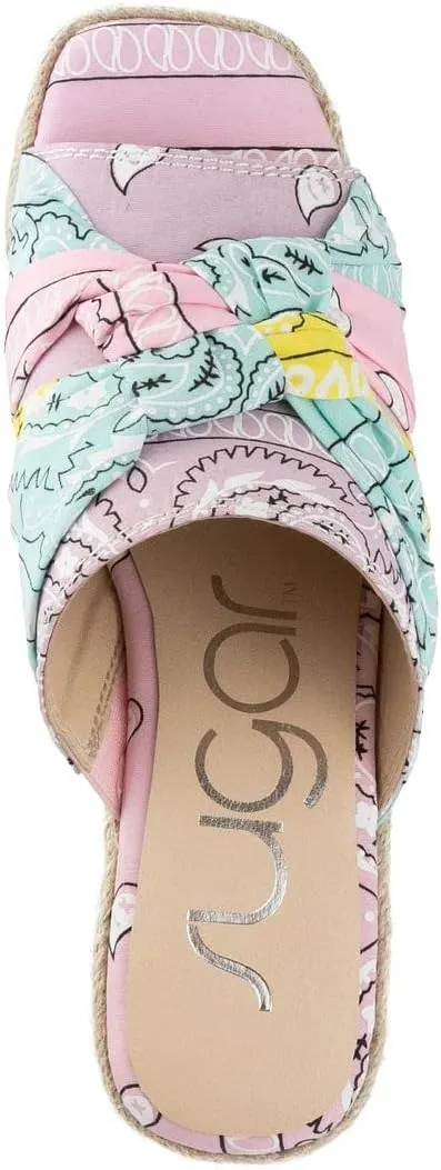 Sugar Women's Hundreds Espadrille Wedge Sandals with Knotty Bow Detail
