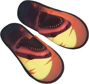 Sunset Whale Furry House Slippers for Women Men Soft Fuzzy Slippers Indoor Casual Plush House Shoes