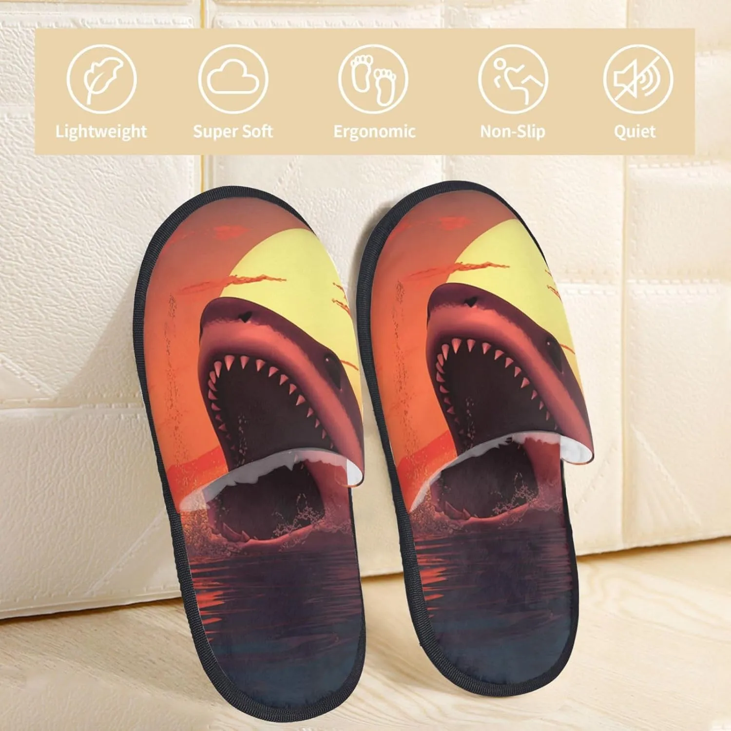 Sunset Whale Furry House Slippers for Women Men Soft Fuzzy Slippers Indoor Casual Plush House Shoes