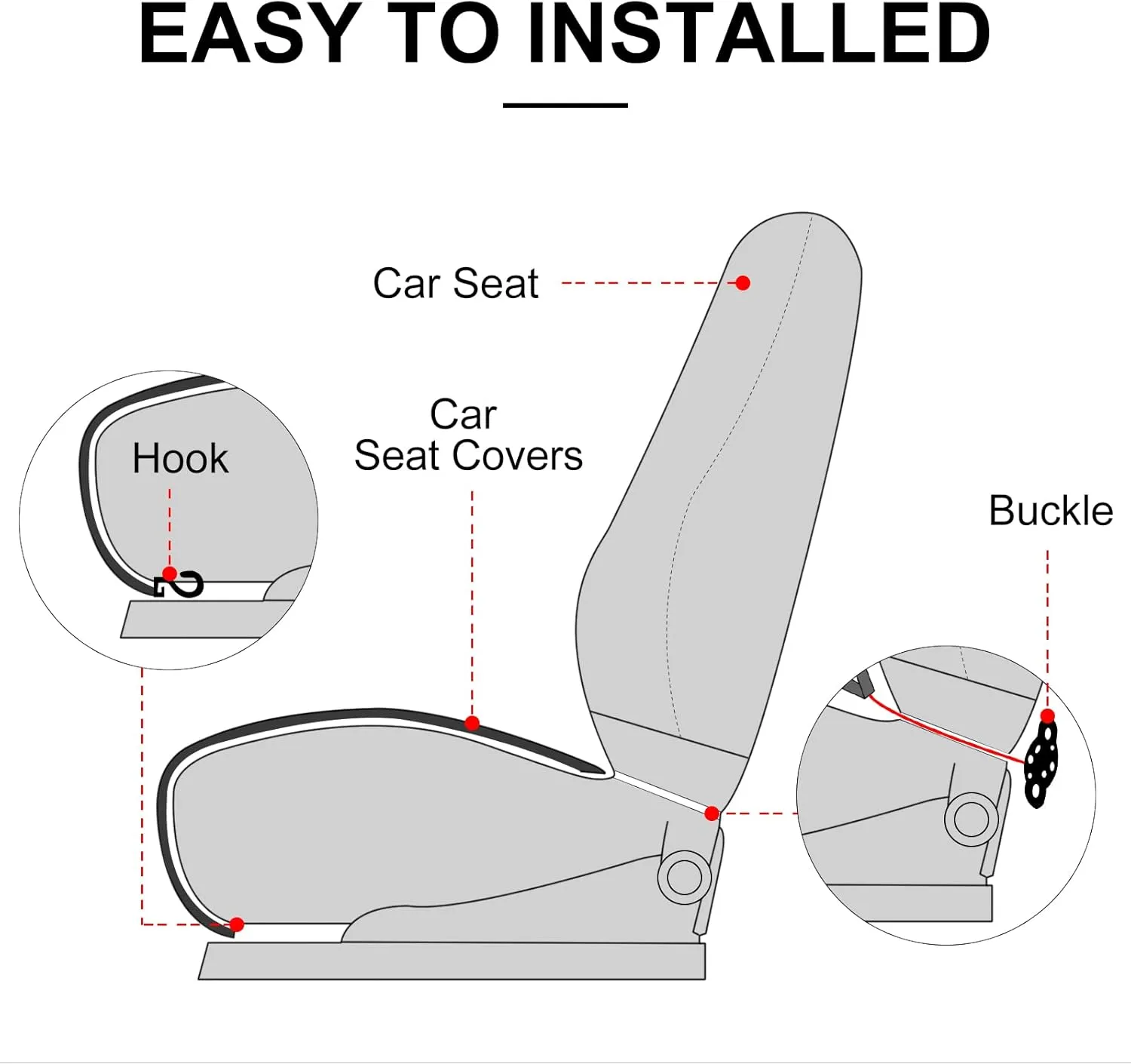 surpassme Comfortable Car Seat Covers Universal Back/Brench Seat Coves for Car Accessories with Storage Pockets, Padded Car Interior Covers for Automotive, SUV, Truck, and Van(Black)