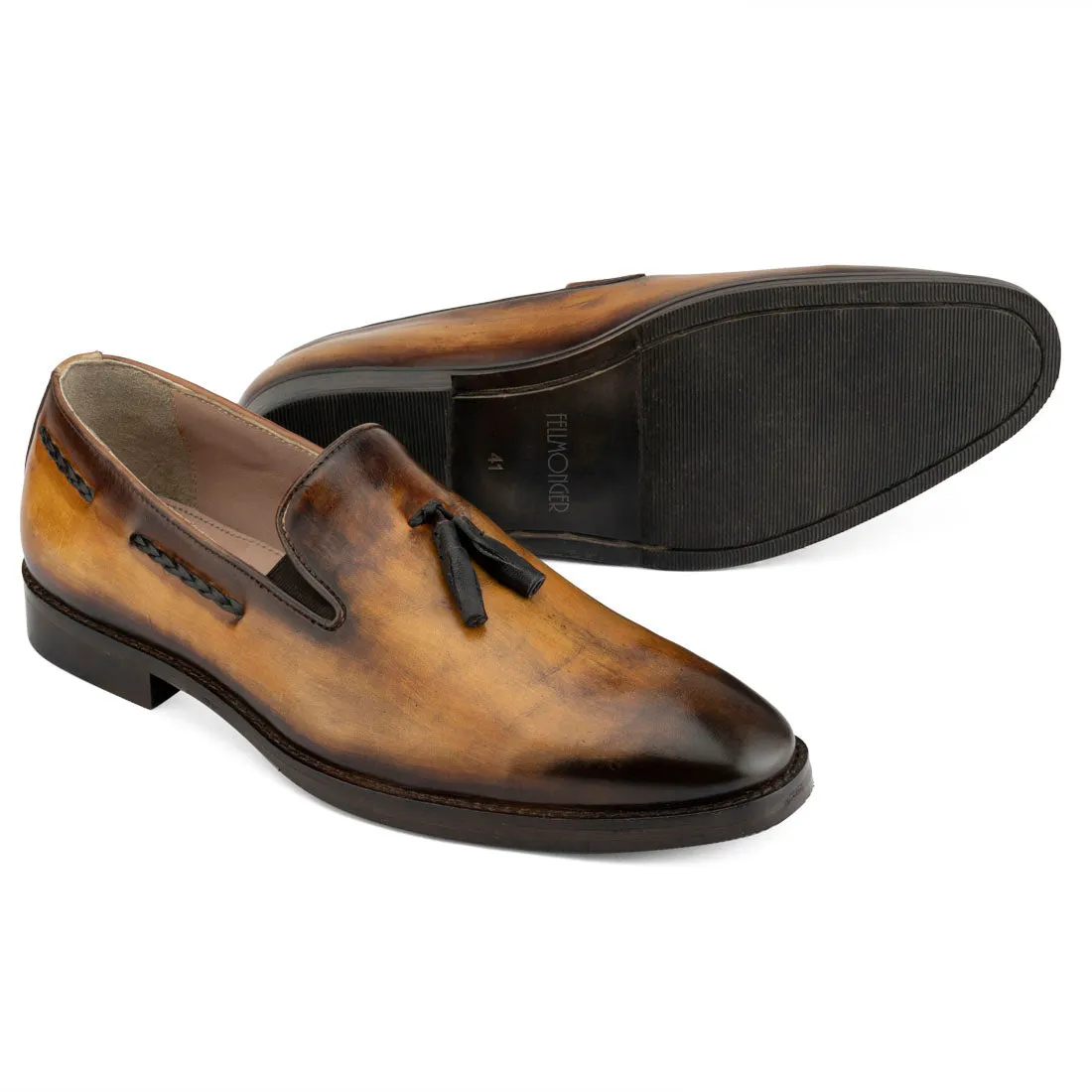 Tan Patina Tassel Loafer