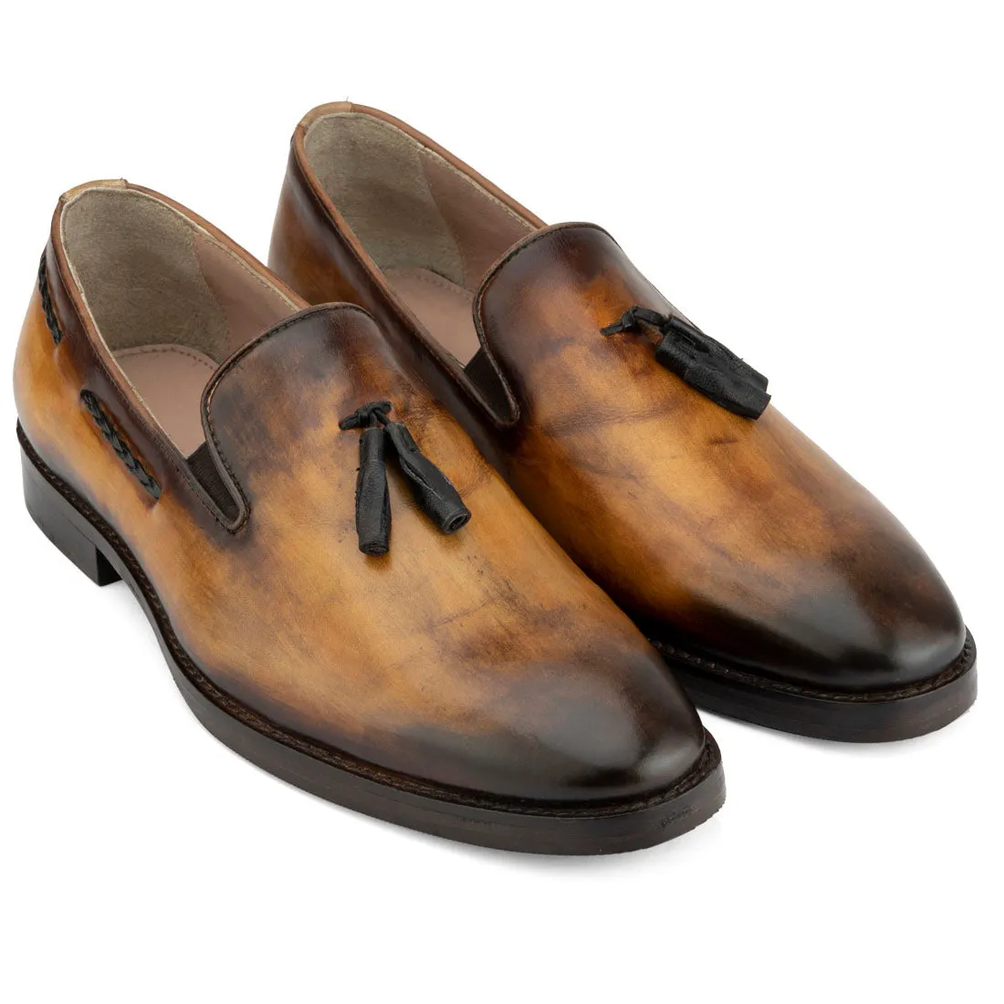 Tan Patina Tassel Loafer