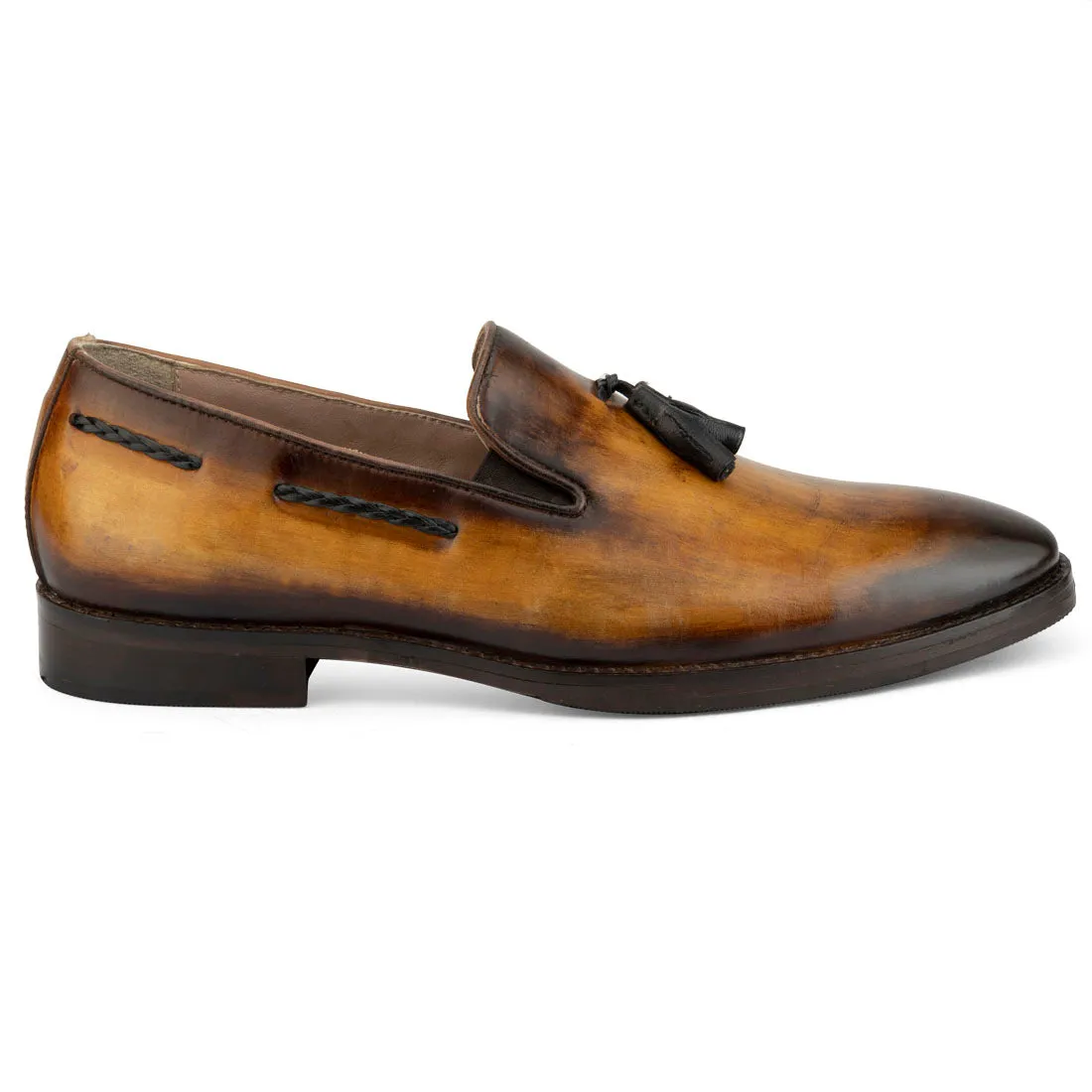Tan Patina Tassel Loafer