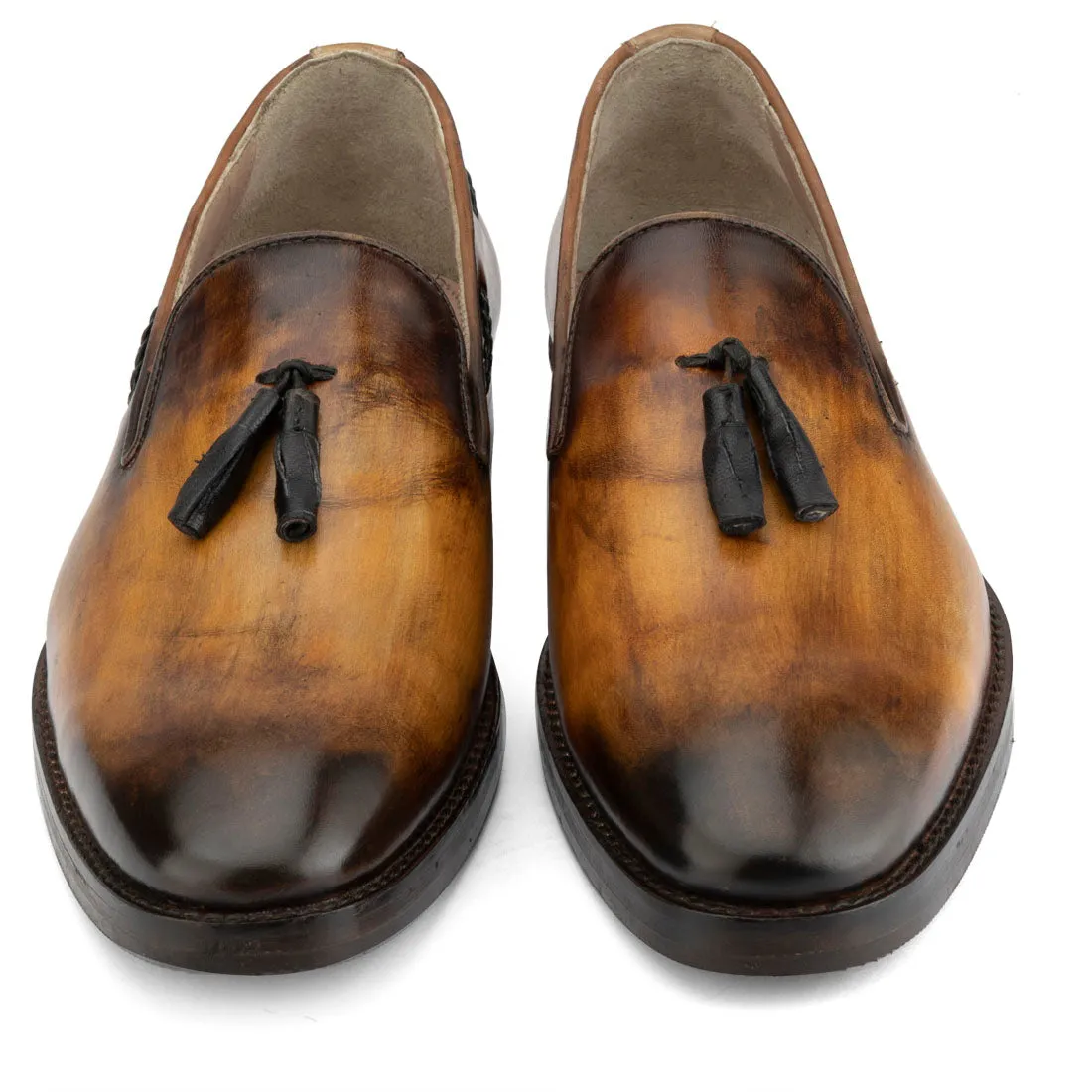 Tan Patina Tassel Loafer