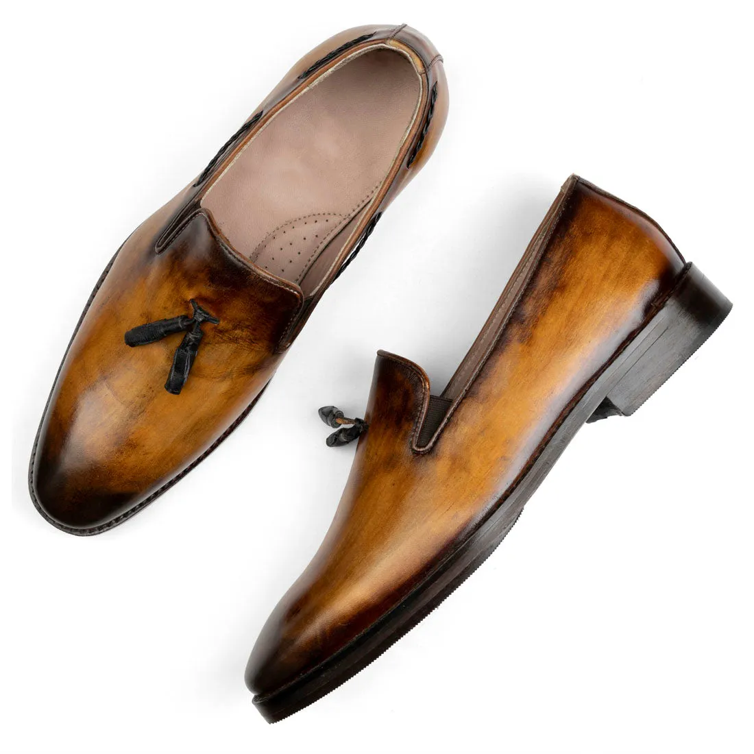 Tan Patina Tassel Loafer