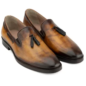 Tan Patina Tassel Loafer