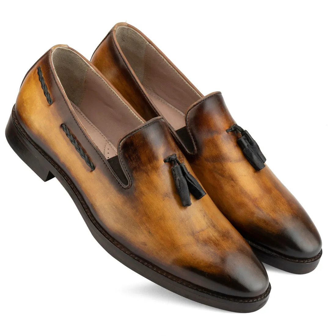 Tan Patina Tassel Loafer