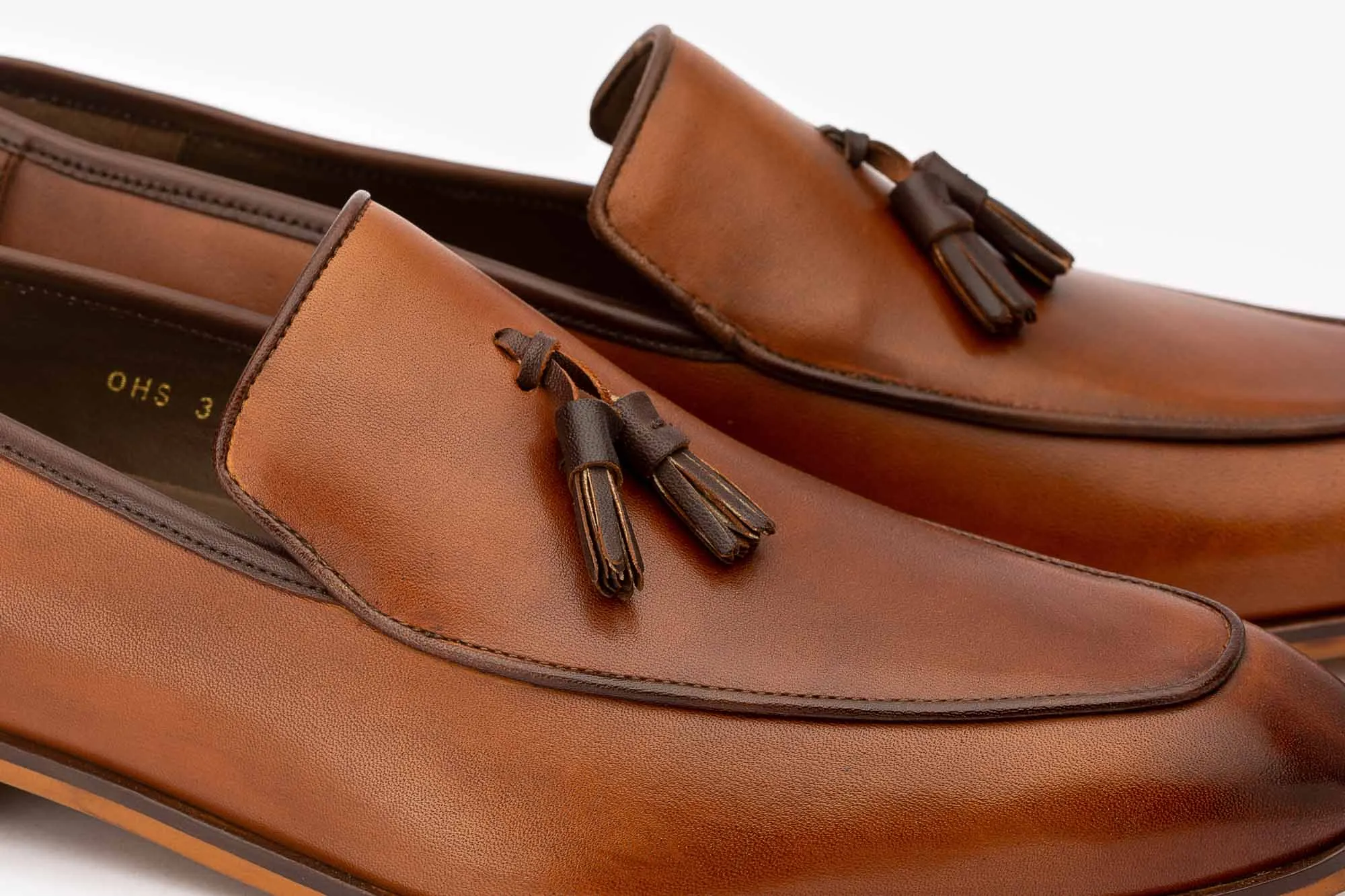 Tan Square Toe Loafer With Brown Tassels