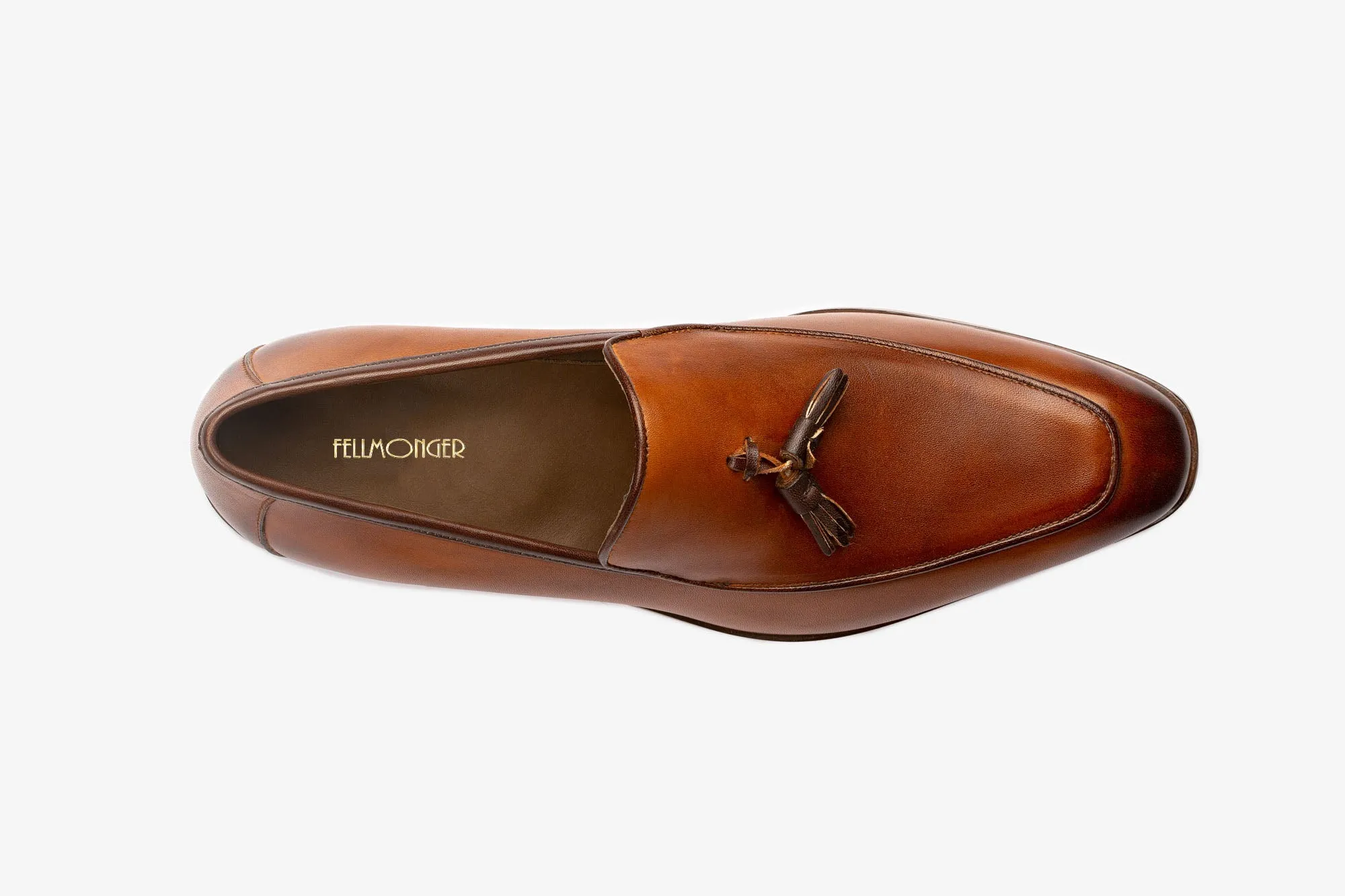 Tan Square Toe Loafer With Brown Tassels