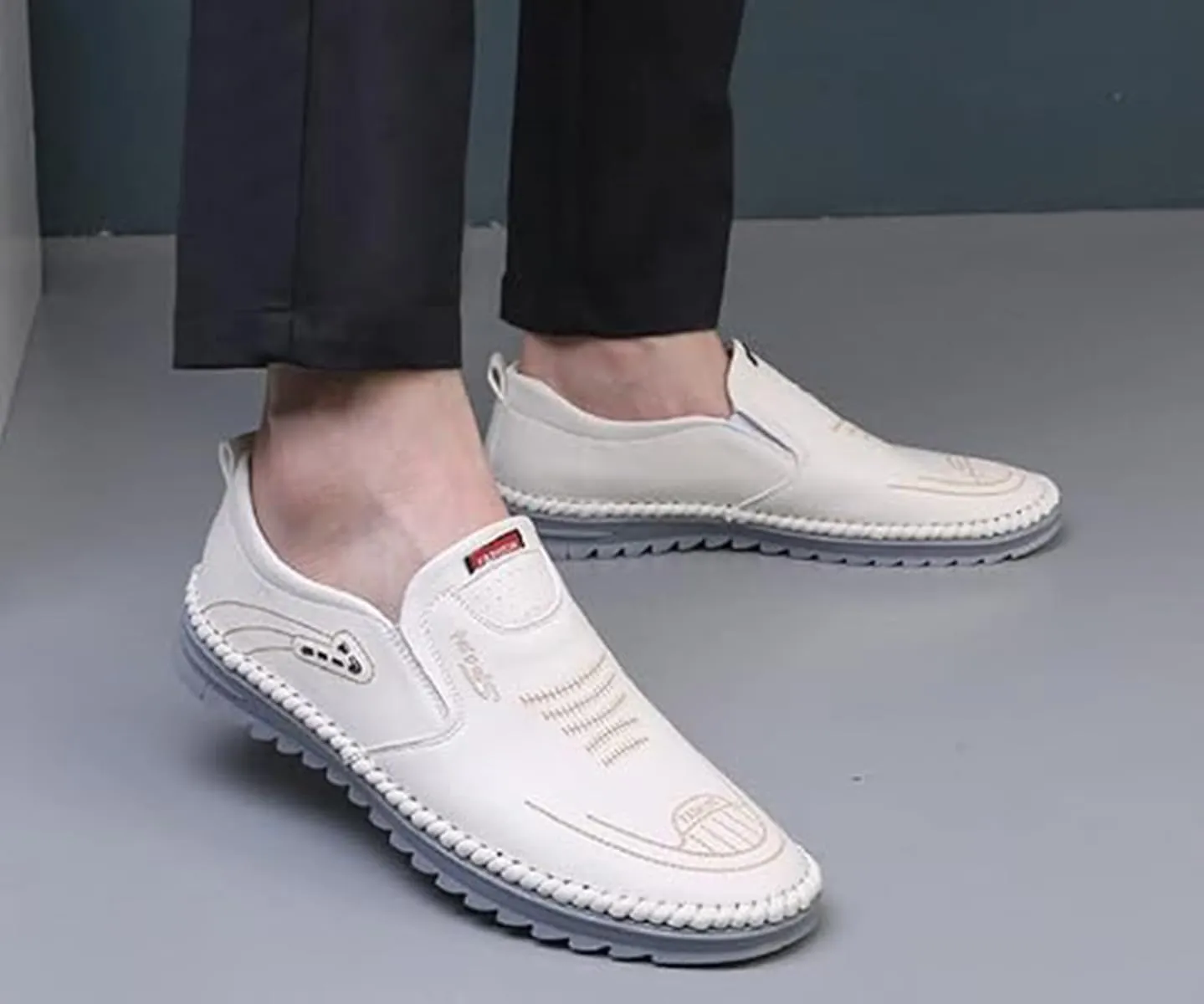 TangDao Men’s Loafers, Leather Slip On Moccasins Penny Loafers, Breathable Driving Walking Lightweight Casual Shoes