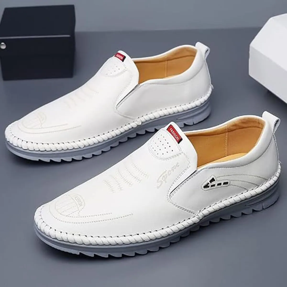 TangDao Men’s Loafers, Leather Slip On Moccasins Penny Loafers, Breathable Driving Walking Lightweight Casual Shoes