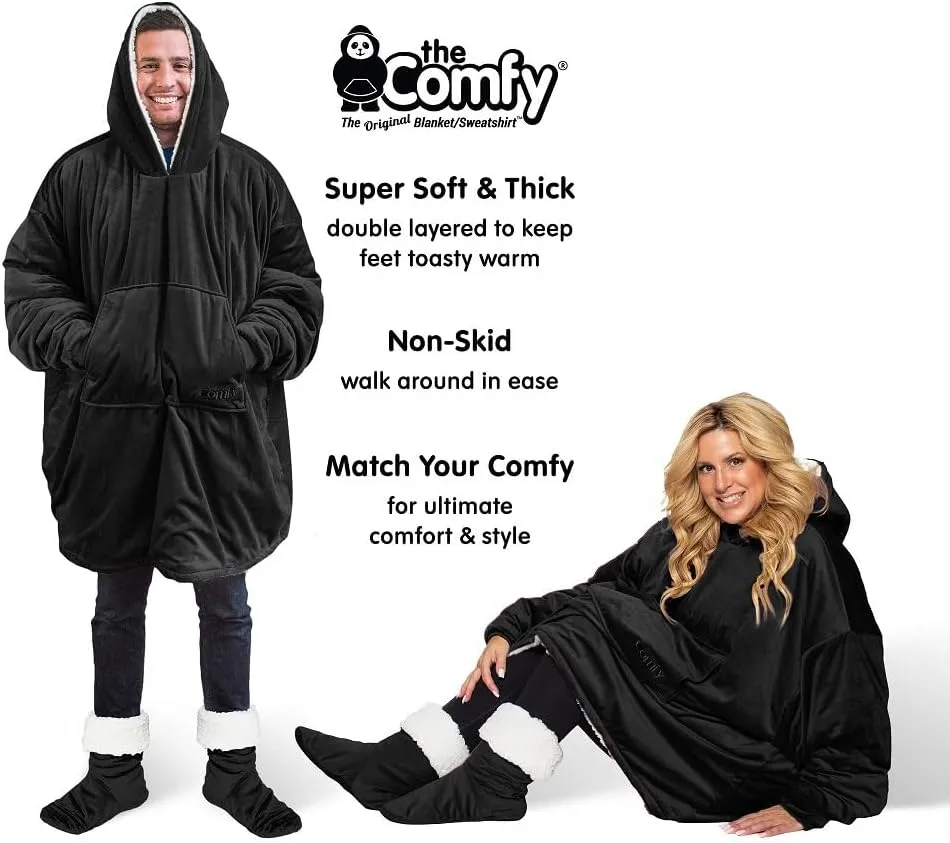 THE COMFY For Your Feet – Soft Sherpa-Lined Slipper Socks As Seen On Shark Tank, Double Layered Non-Skid Sock With Grippers