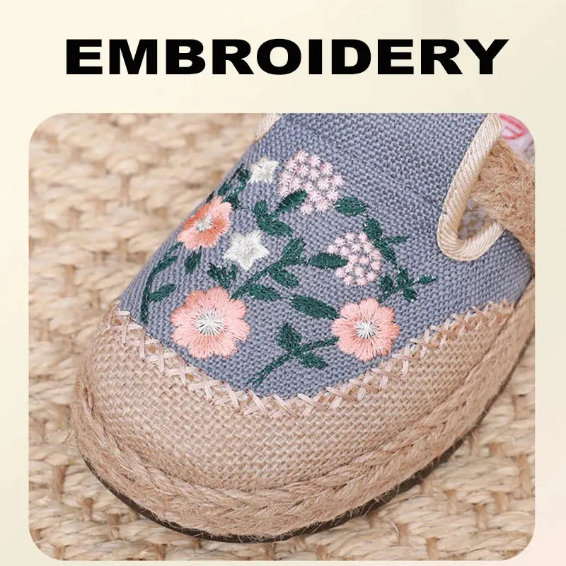 The Petal Pacers – Embroidered Slip-On Flats