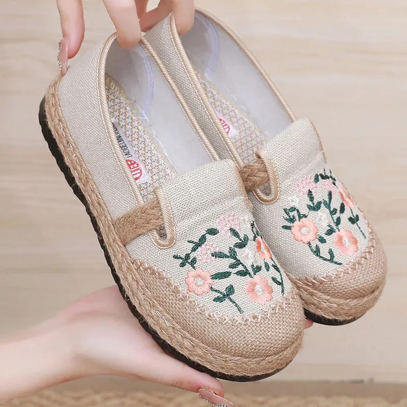 The Petal Pacers – Embroidered Slip-On Flats