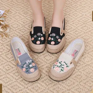 The Petal Pacers – Embroidered Slip-On Flats