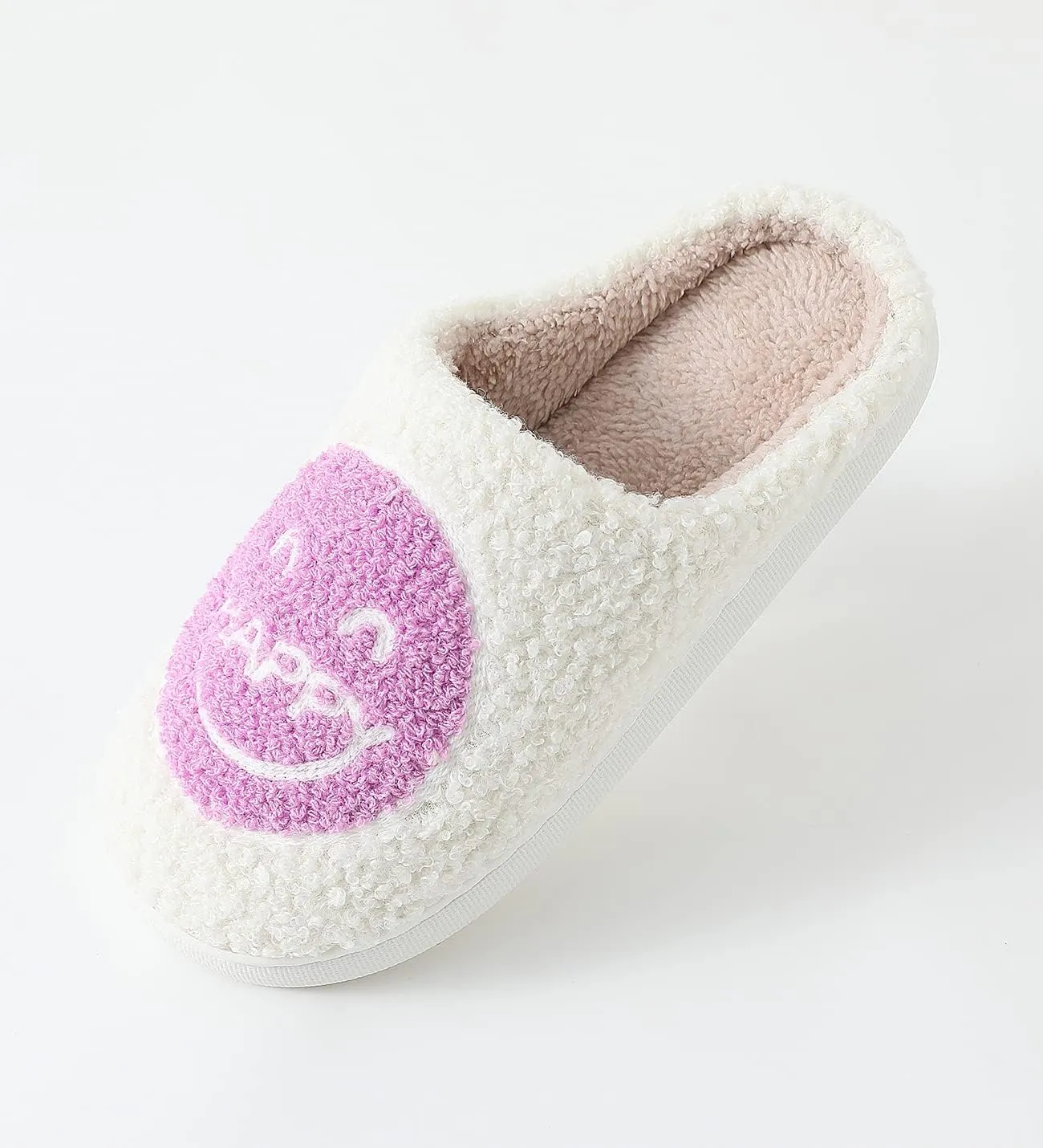 TOCONFFON Happy Face Cozy Comfy House Slippers - Fuzzy Fluffy Slippers with Memory Foam for Men Women