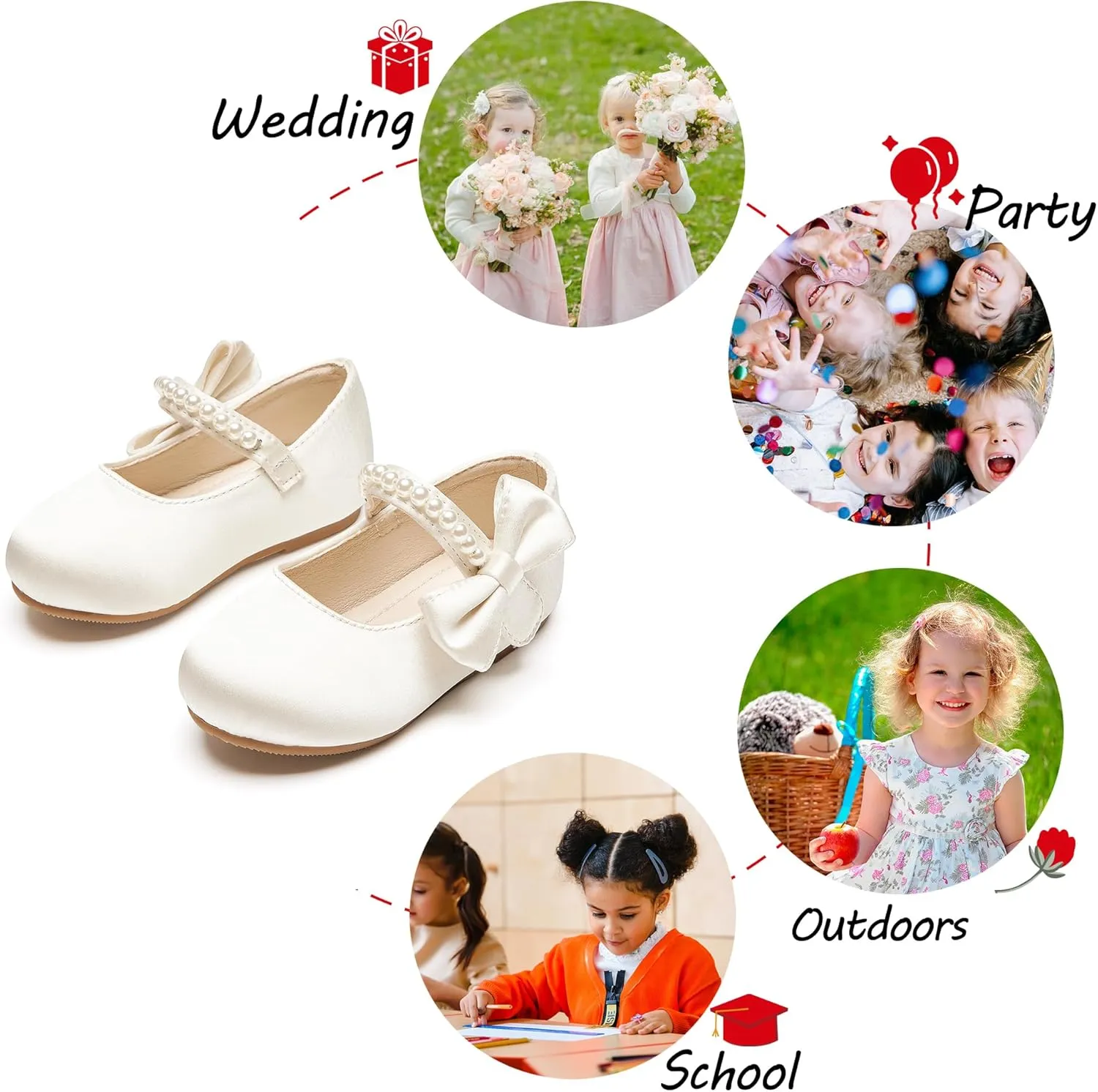 Toddler Flower Girl Dress Shoes - Little Girl Mary Janes for Wedding Party