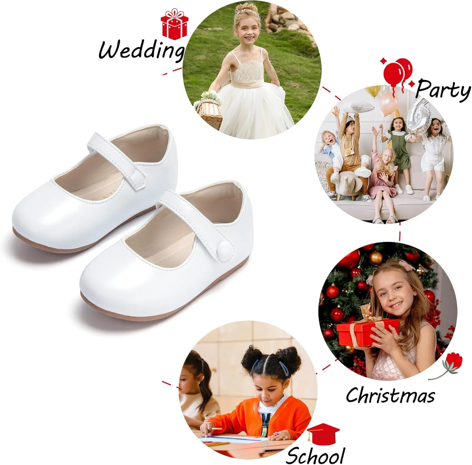 Toddler Flower Girl Dress Shoes - Little Girl Mary Janes for Wedding Party