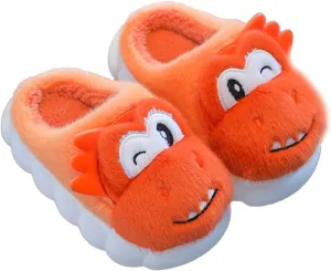 Toddler House Slippers for Winter : Boys Girls Fur Lined Warm Cartoon Animal Slippers Kids Dinosaur Cute Non-slip Indoor Shoes
