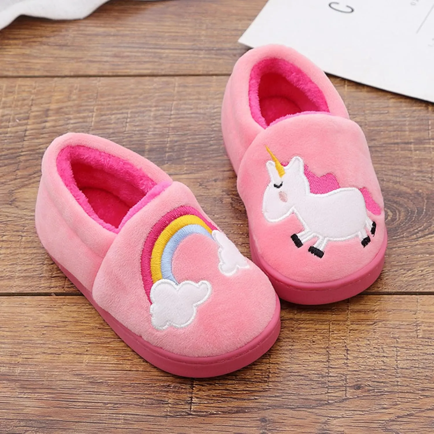 Toddler Slippers Boys Girls Little Kids House Slipper Cute Warm Soft Indoor Bedroom Shoes with Non-slip Sole