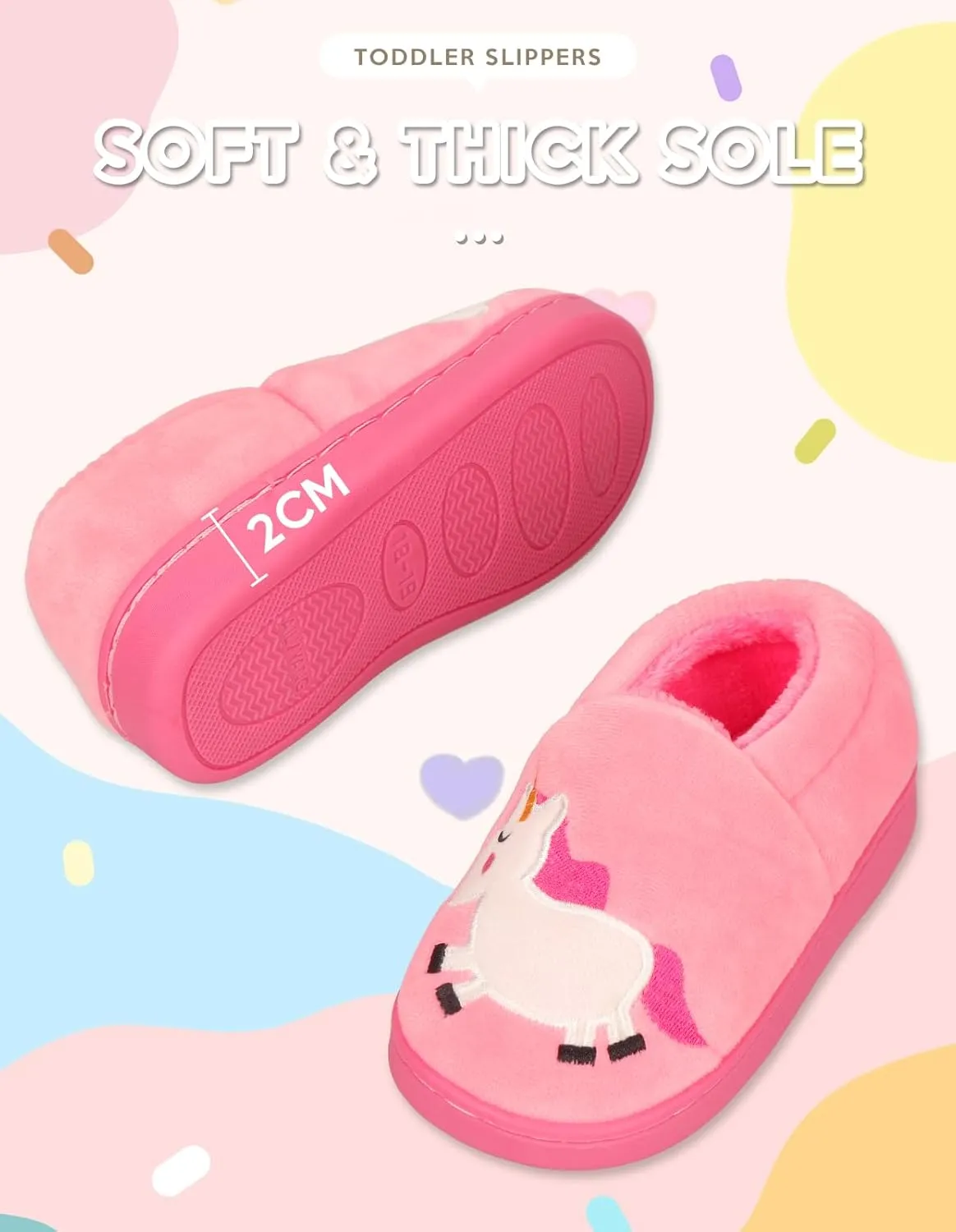 Toddler Slippers Boys Girls Little Kids House Slipper Cute Warm Soft Indoor Bedroom Shoes with Non-slip Sole