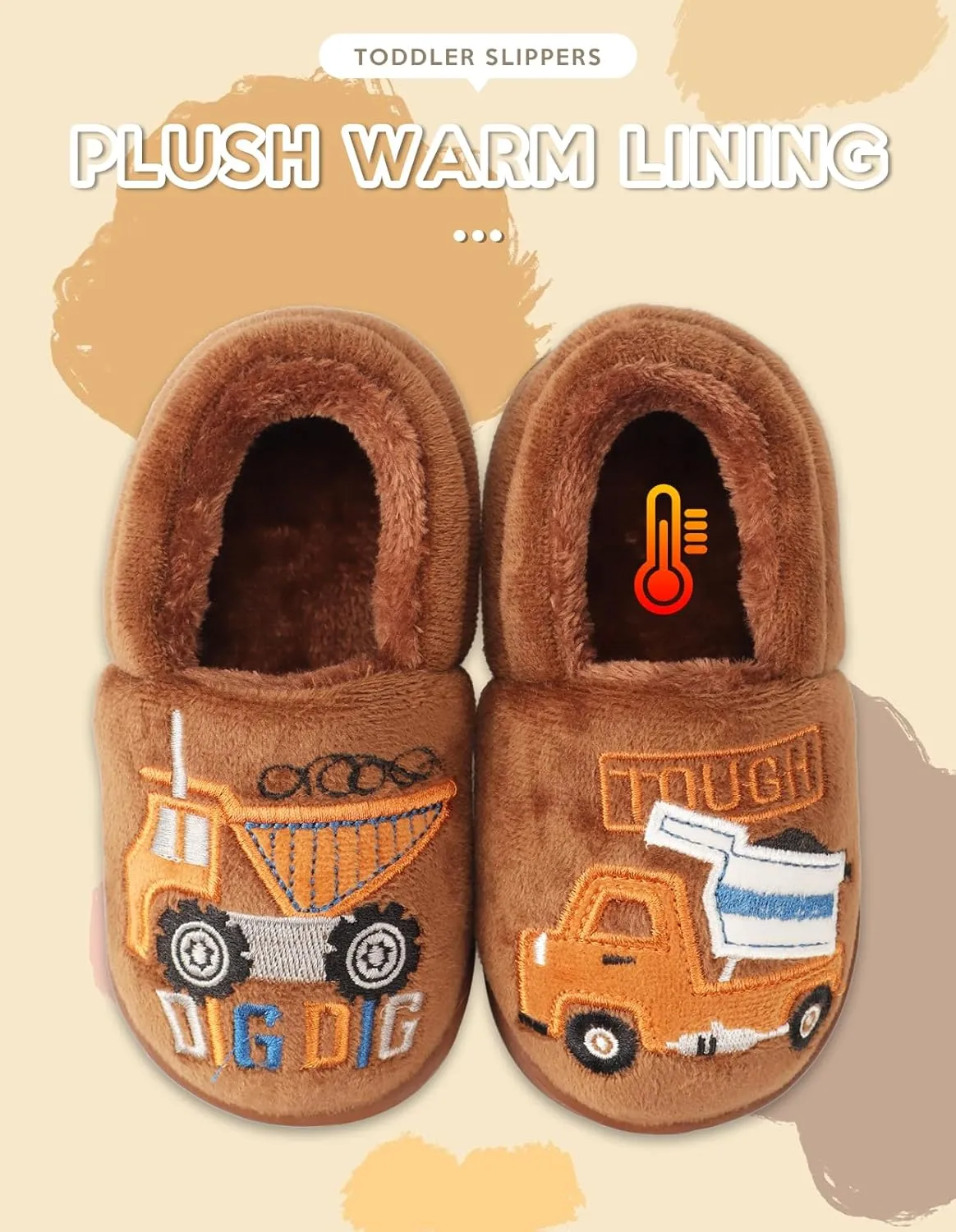 Toddler Slippers Boys Girls Little Kids House Slipper Cute Warm Soft Indoor Bedroom Shoes with Non-slip Sole