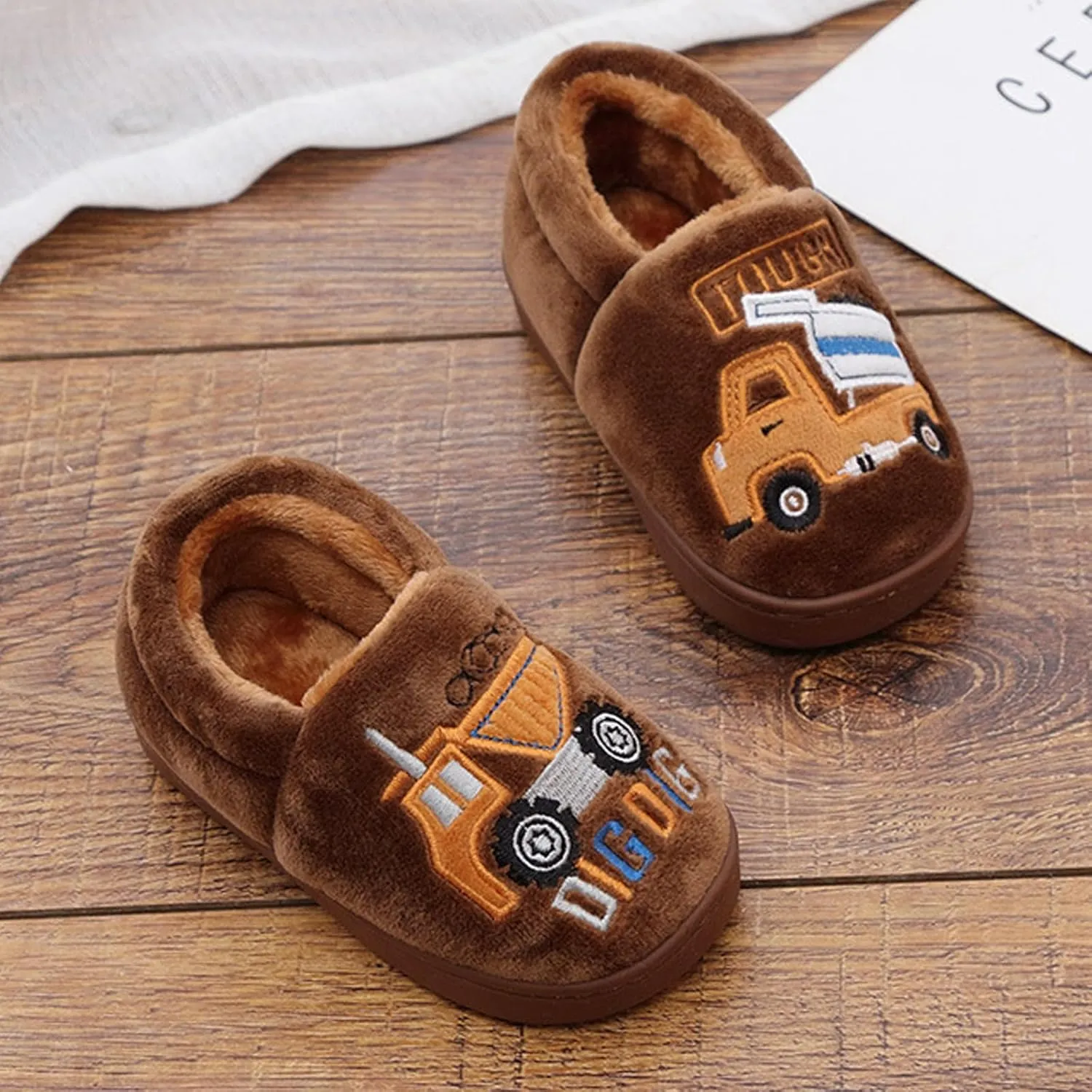 Toddler Slippers Boys Girls Little Kids House Slipper Cute Warm Soft Indoor Bedroom Shoes with Non-slip Sole