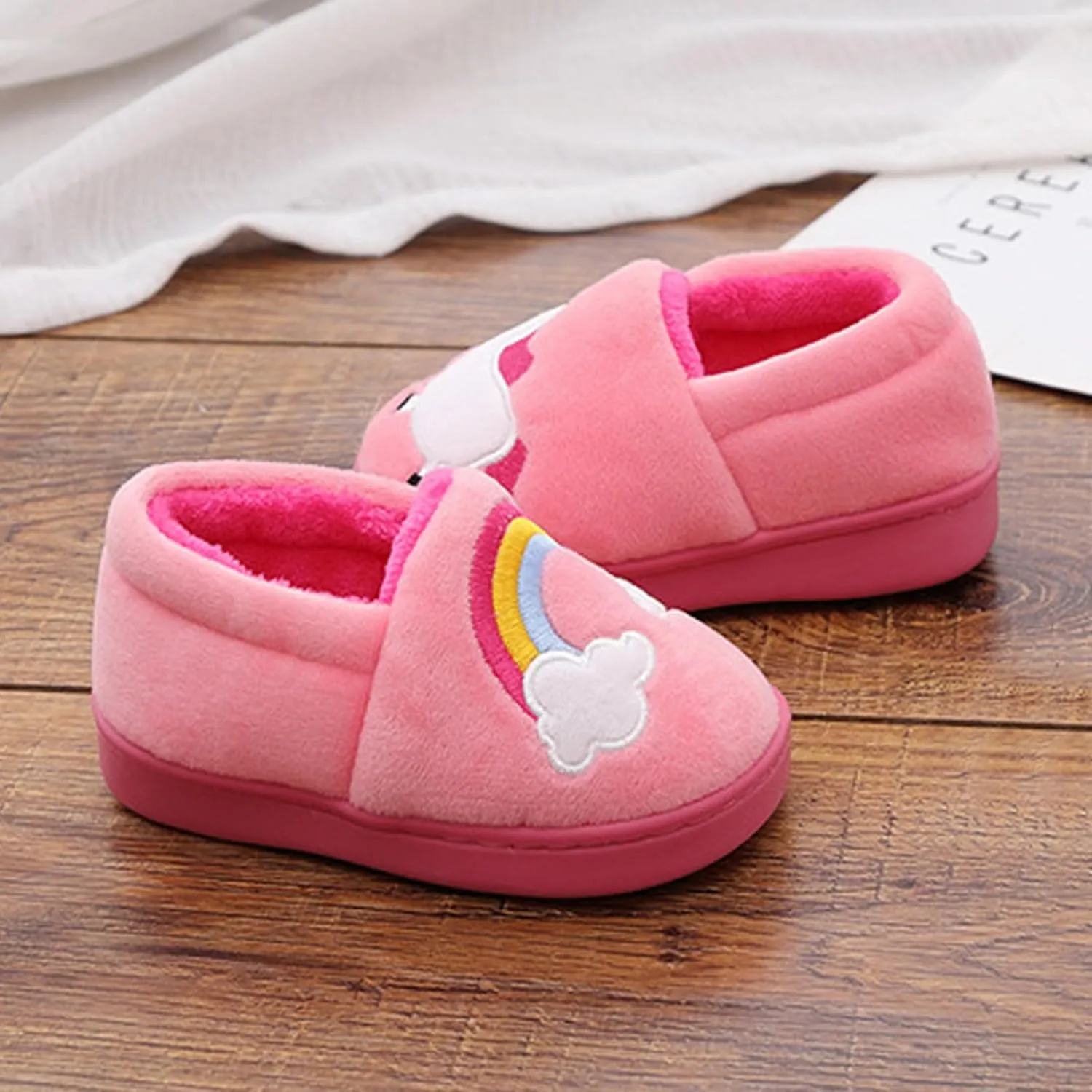 Toddler Slippers Boys Girls Little Kids House Slipper Cute Warm Soft Indoor Bedroom Shoes with Non-slip Sole