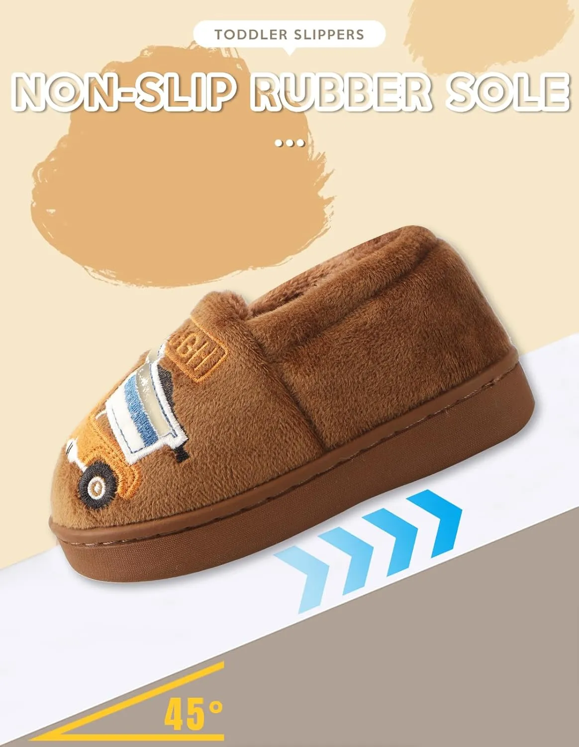 Toddler Slippers Boys Girls Little Kids House Slipper Cute Warm Soft Indoor Bedroom Shoes with Non-slip Sole
