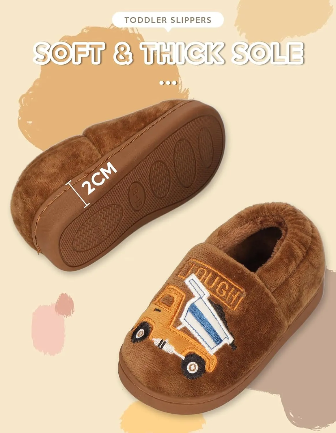 Toddler Slippers Boys Girls Little Kids House Slipper Cute Warm Soft Indoor Bedroom Shoes with Non-slip Sole