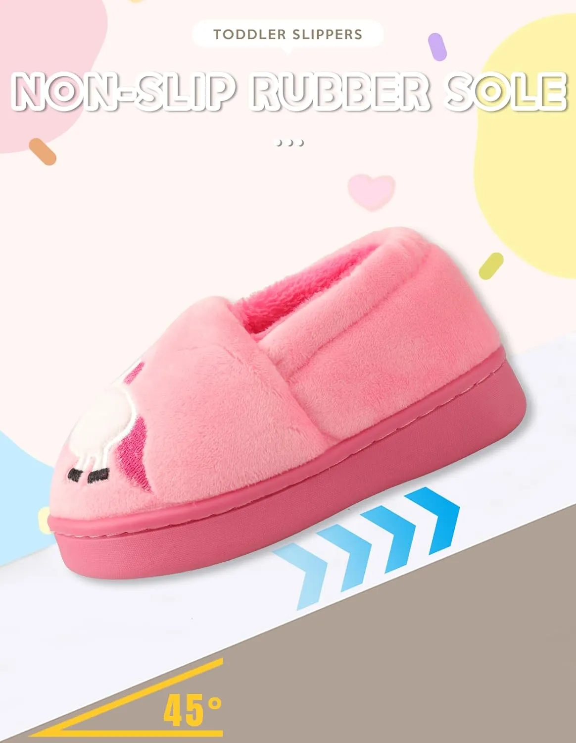 Toddler Slippers Boys Girls Little Kids House Slipper Cute Warm Soft Indoor Bedroom Shoes with Non-slip Sole