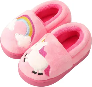 Toddler Slippers Boys Girls Little Kids House Slipper Cute Warm Soft Indoor Bedroom Shoes with Non-slip Sole